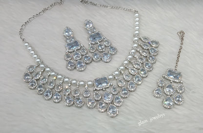 Silver White Necklace Kylie sets