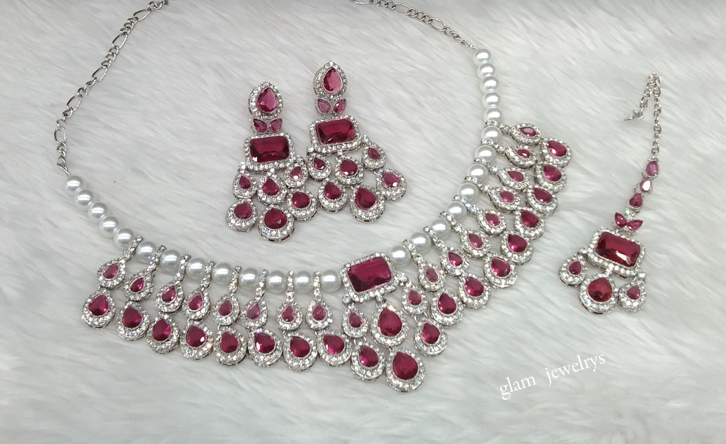 Silver Ruby Necklace Kylie sets