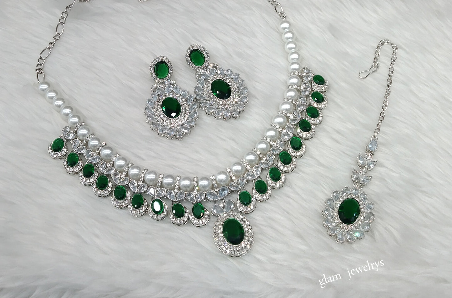Silver Green Necklace Molly sets