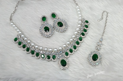 Silver Green Necklace Molly sets