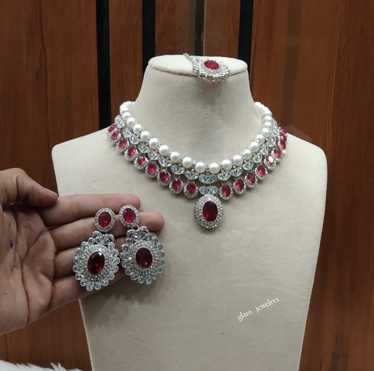 Silver Ruby Necklace Molly sets