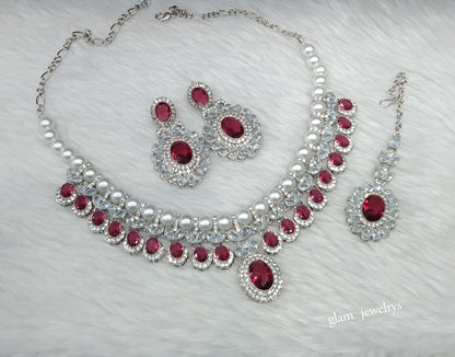 Silver Ruby Necklace Molly sets