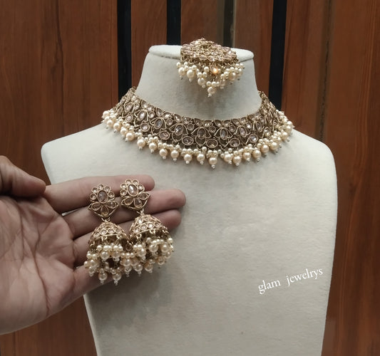 Antique Gold Necklace Indian Jewelry Harper Set