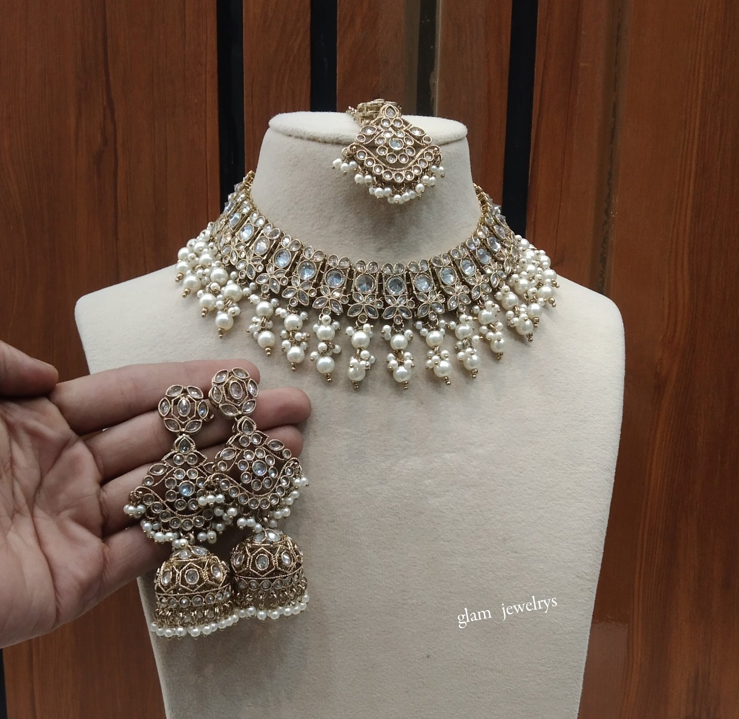 Antique white Necklace Indian Jewelry Harper Set