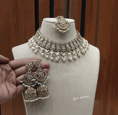 Antique white Necklace Indian Jewelry Harper Set