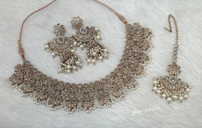 Antique Gold Necklace Indian Jewelry Harper Set