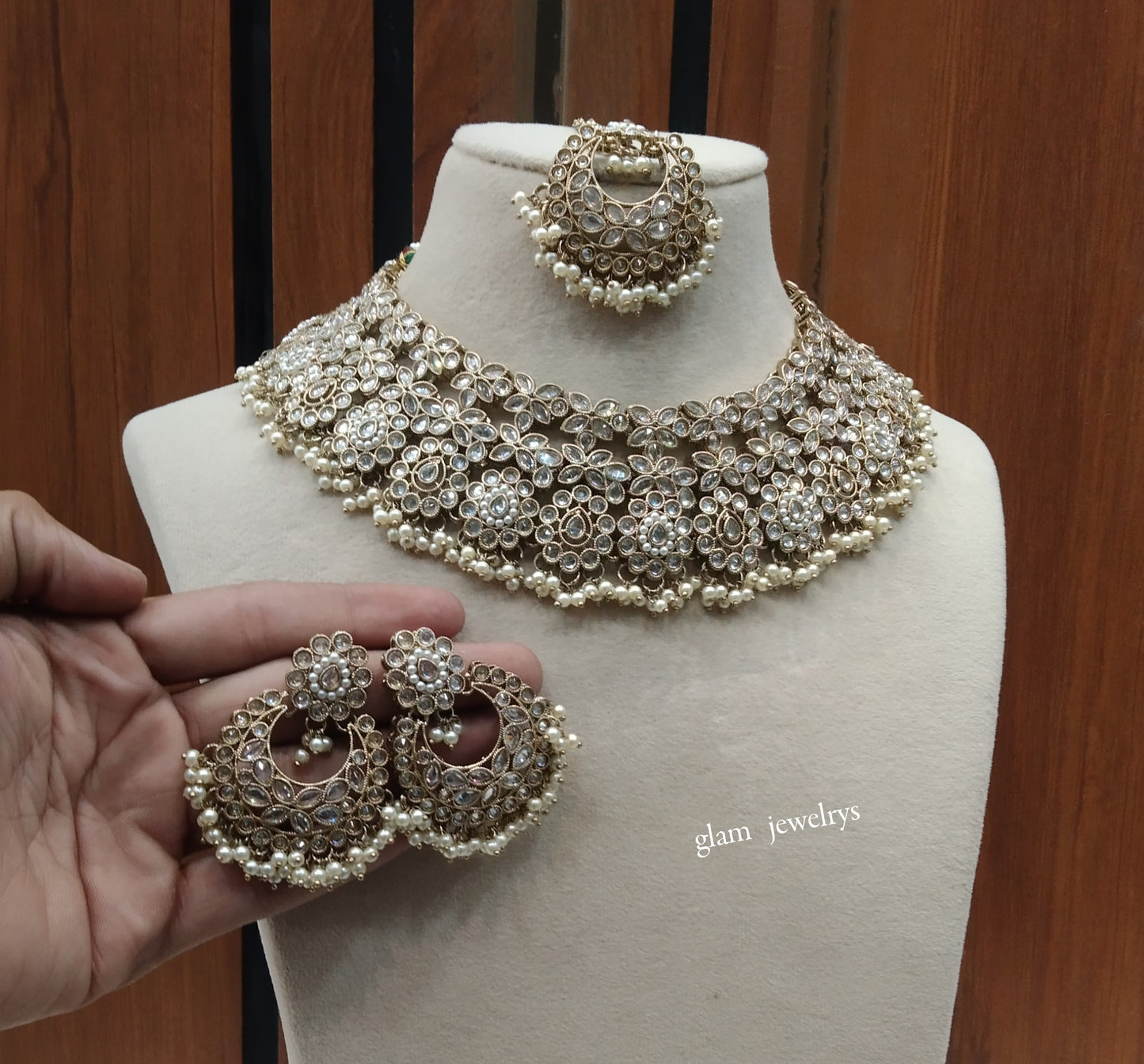 Antique White Necklace Indian Jewelry Harper Set