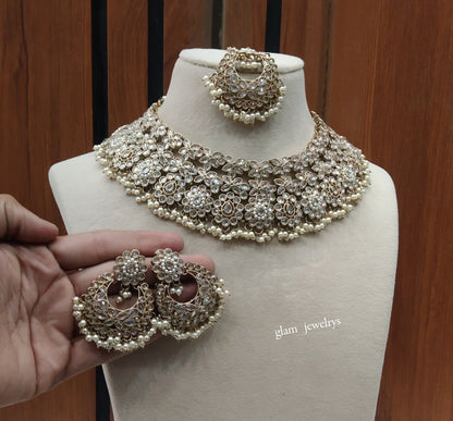 Antique White Necklace Indian Jewelry Harper Set