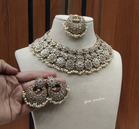 Antique White Necklace Indian Jewelry Harper Set