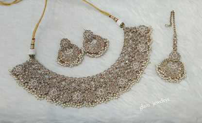 Antique White Necklace Indian Jewelry Harper Set