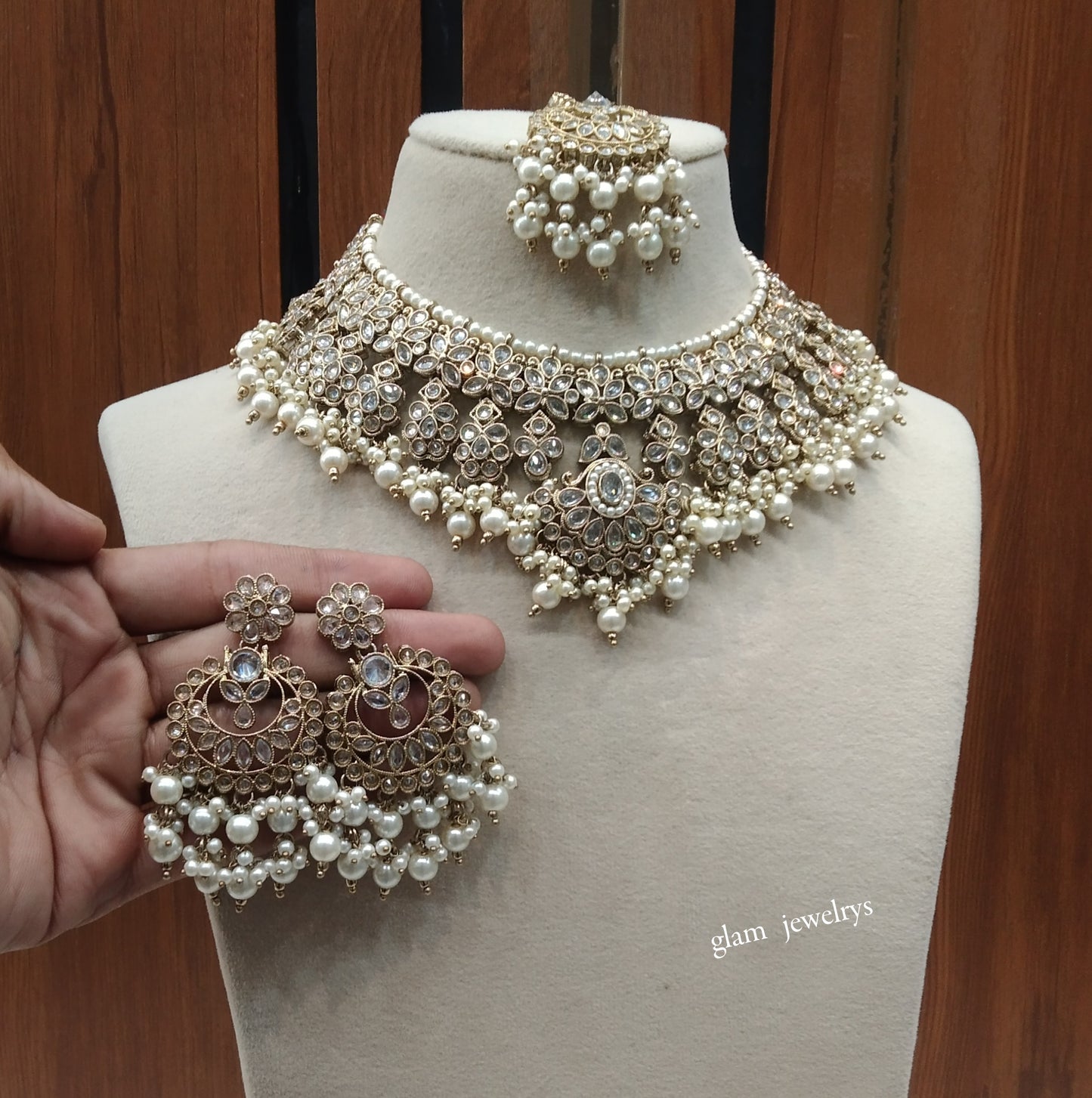 Antique White Necklace Indian Jewelry Harper Set