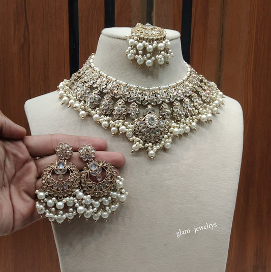 Antique White Necklace Indian Jewelry Harper Set