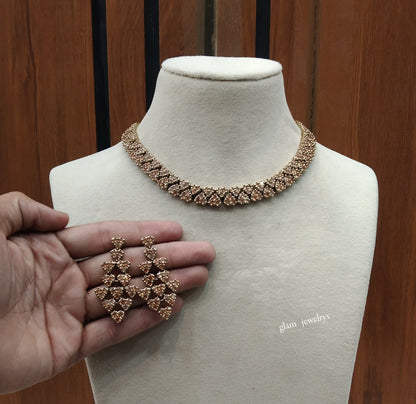 Antique American Diamond AD Skylar Necklace Set /Indian Necklace Sets