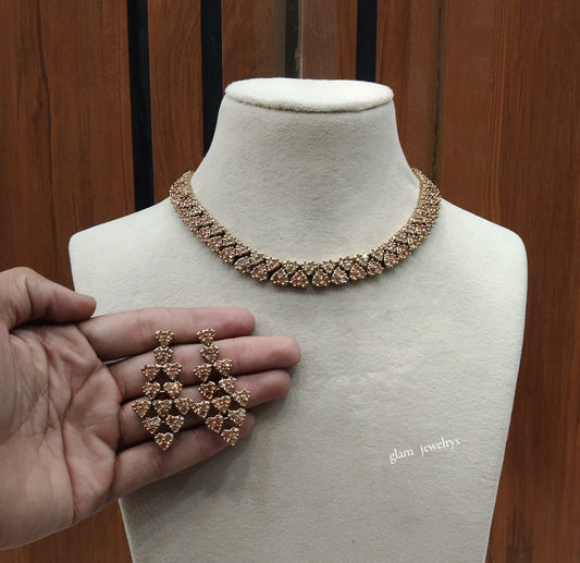 Antique American Diamond AD Skylar Necklace Set /Indian Necklace Sets