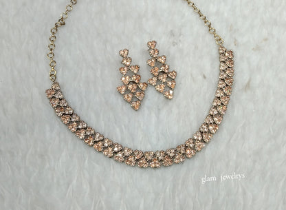 Antique American Diamond AD Skylar Necklace Set /Indian Necklace Sets