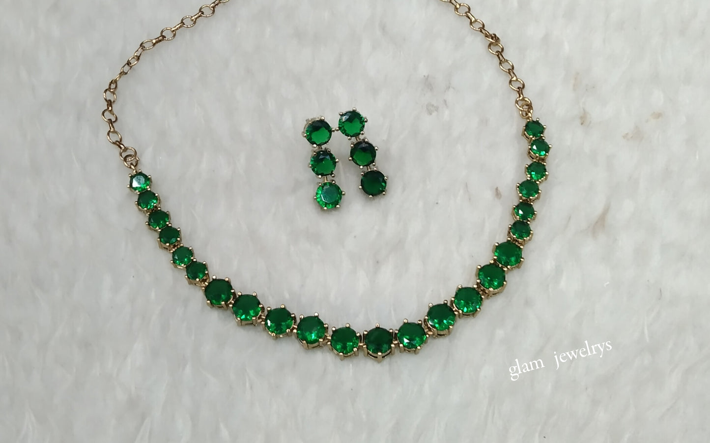 Antique Green American Diamond AD Geet Necklace Set /Indian Necklace Sets