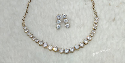 Antique White American Diamond AD Geet Necklace Set /Indian Necklace Sets