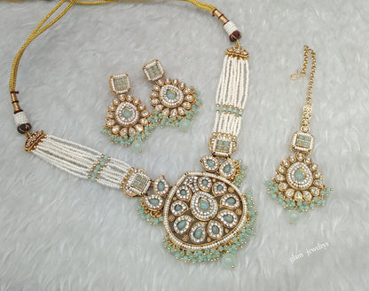 Mint Kundan necklace Set/ kundan Indian jewelry kundan Morgan sets