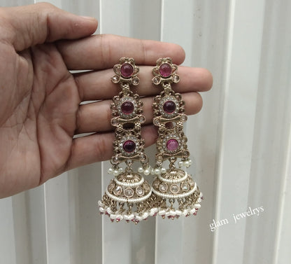 Antique Gold Purple Bollywood Indian Louka  Earrings