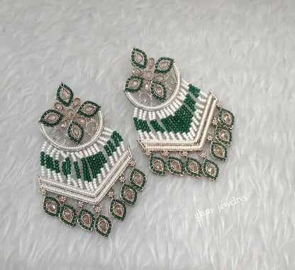 Antique Gold Green Bollywood Indian Mate  Earrings