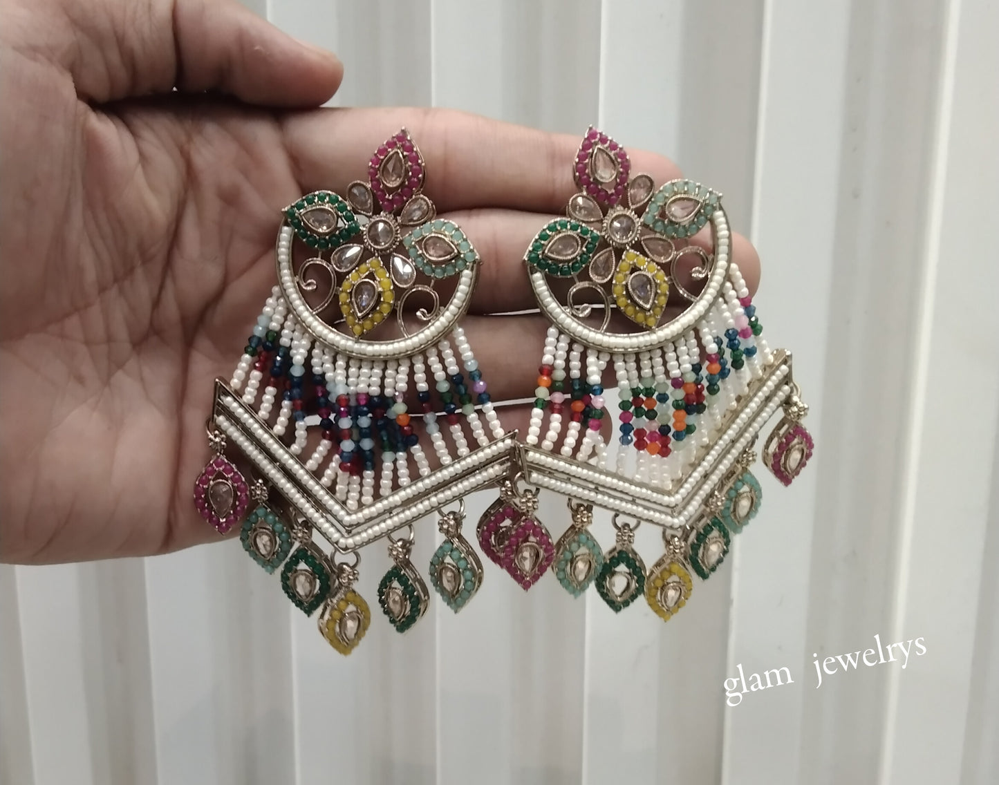 Antique Gold Multi Color Bollywood Indian Mate  Earrings
