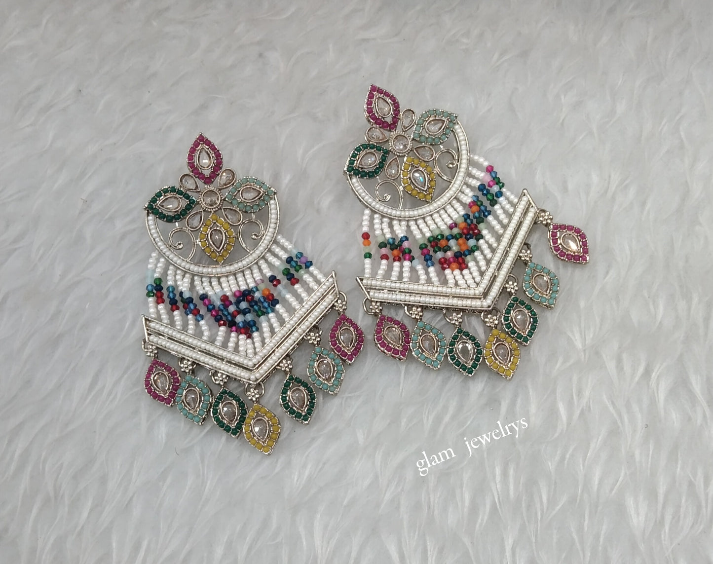 Antique Gold Multi Color Bollywood Indian Mate  Earrings