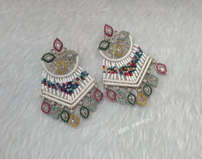 Antique Gold Multi Color Bollywood Indian Mate  Earrings