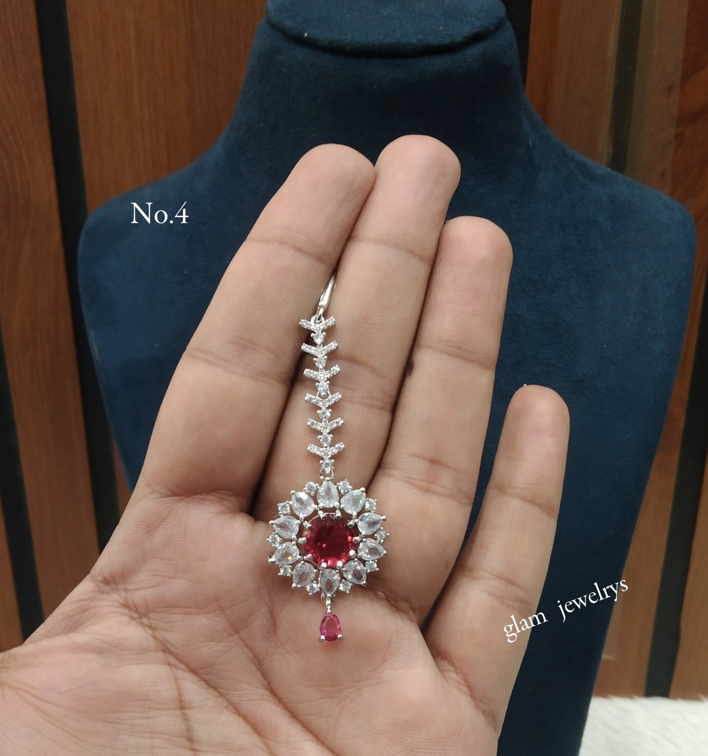 Silver Cz Tikka Indian Jewellery Headpiece Set