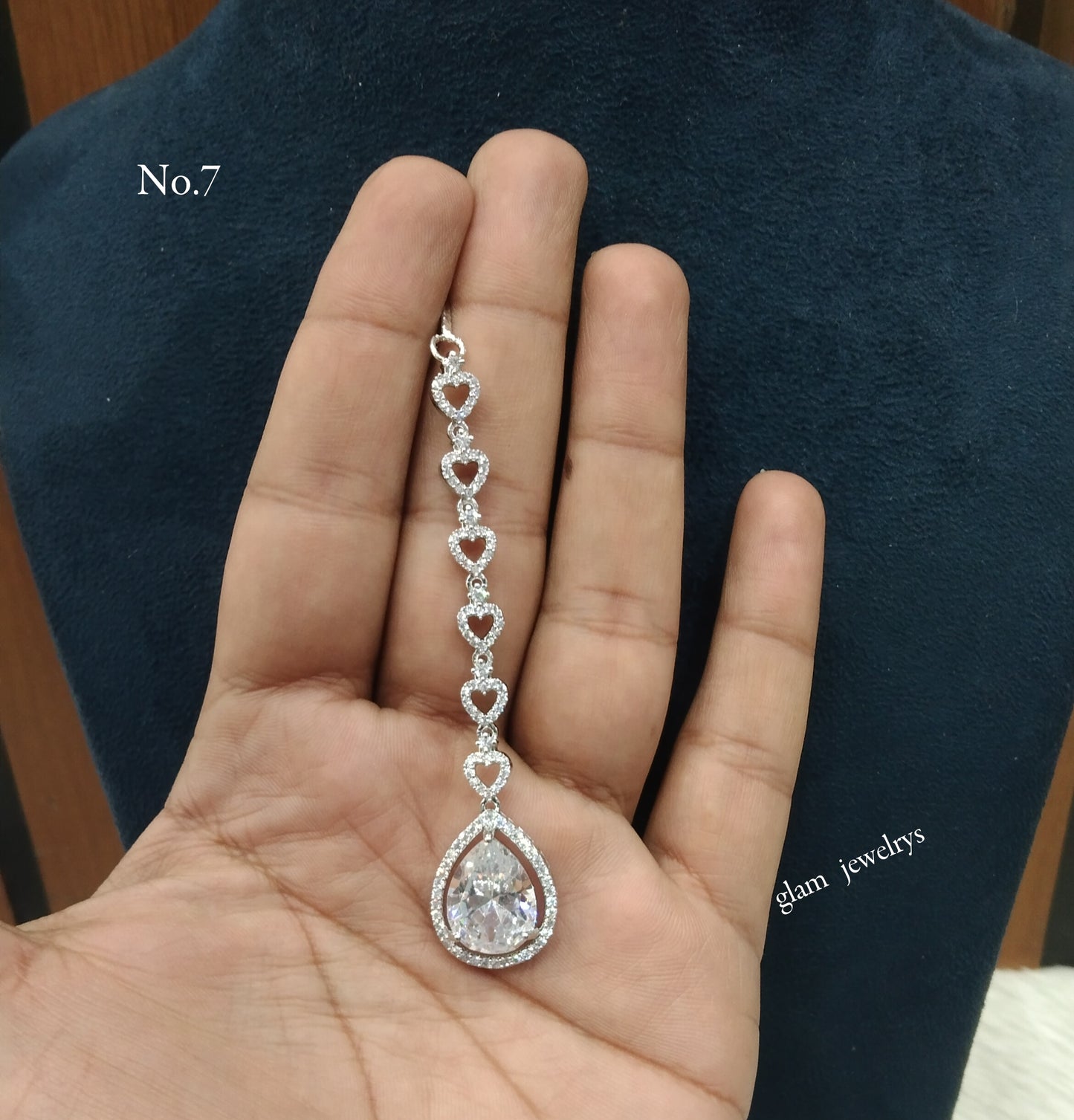 Silver Cz Tikka Indian Jewellery Headpiece Set