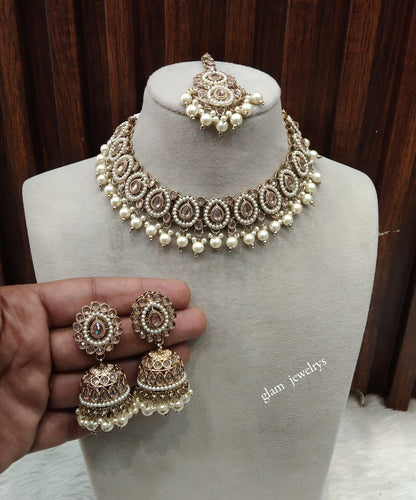 Antique Gold Necklace Set/ Antique gold rani Indian Bridal Marry Jewellery