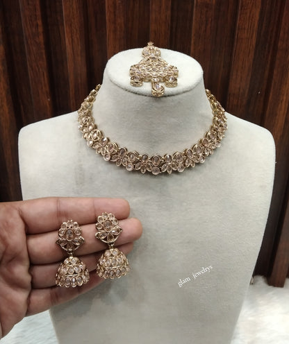 Antique Gold Necklace Set/ Antique gold rani Indian Bridal Marry Jewellery