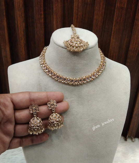Antique Gold Necklace Set/ Antique gold rani Indian Bridal Marry Jewellery
