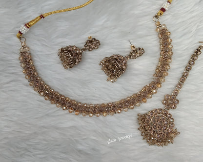 Antique Gold Necklace Set/ Antique gold rani Indian Bridal Marry Jewellery