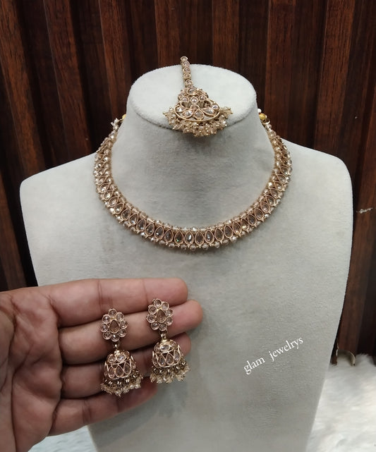 Antique Gold Necklace Set/ Antique gold rani Indian Bridal Jagjeet Jewellery