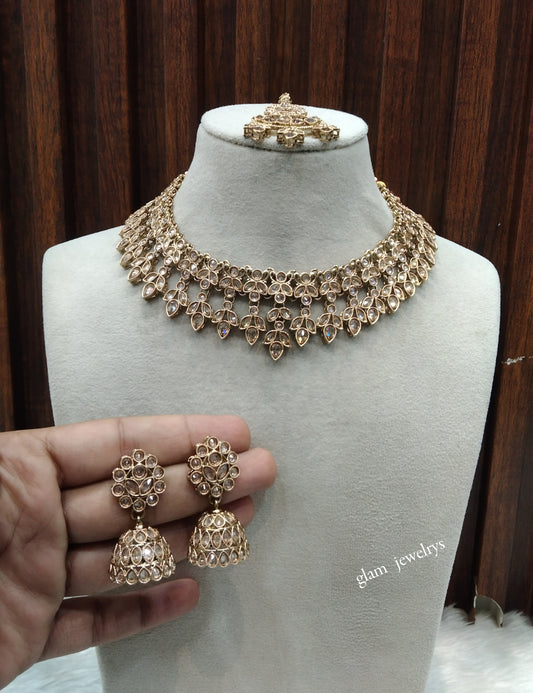 Antique Gold Necklace Set/ Antique gold rani Indian Bridal Ishu Jewellery