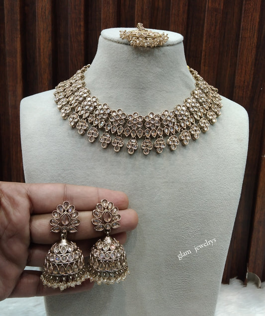 Antique Gold Necklace Set/ Antique gold rani Indian Bridal Ishu Jewellery