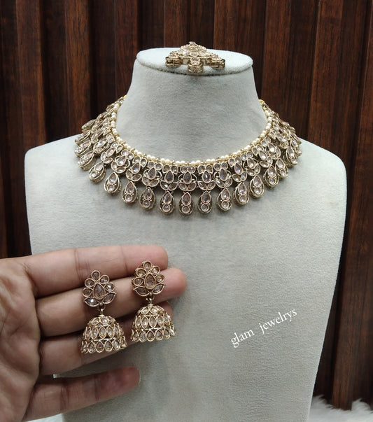 Antique Gold Necklace Set/ Antique gold rani Indian Bridal Lovedeep Jewellery