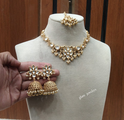 Gold polki Necklace set/ Gold Necklace Romi sets