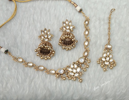 Gold polki Necklace set/ Gold Necklace Romi sets