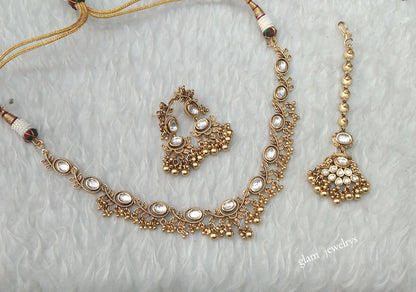 Gold polki Kundan Necklace set/ Gold Necklace Romi sets