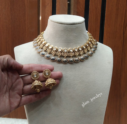 Gold polki Necklace set/ Gold Necklace Nuri sets