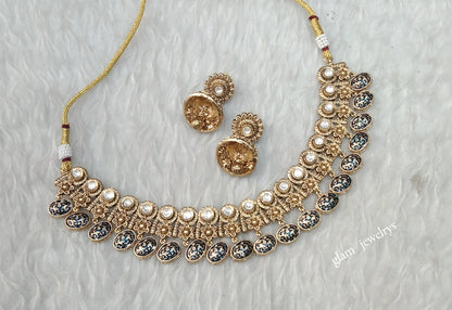 Gold polki Necklace set/ Gold Necklace Nuri sets