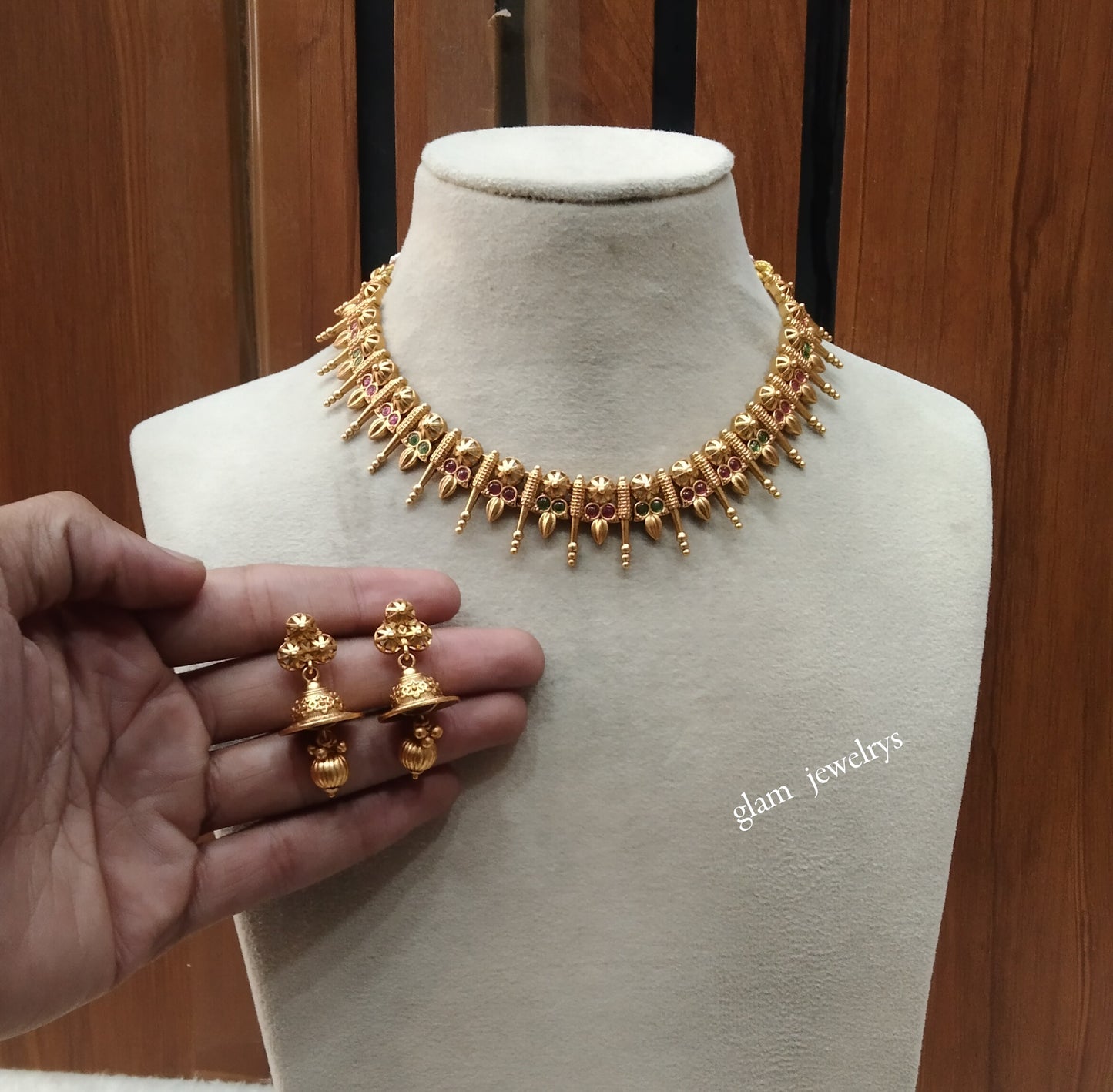 Gold polki Necklace set/ Gold Necklace Nuri sets