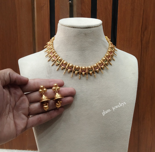 Gold polki Necklace set/ Gold Necklace Nuri sets