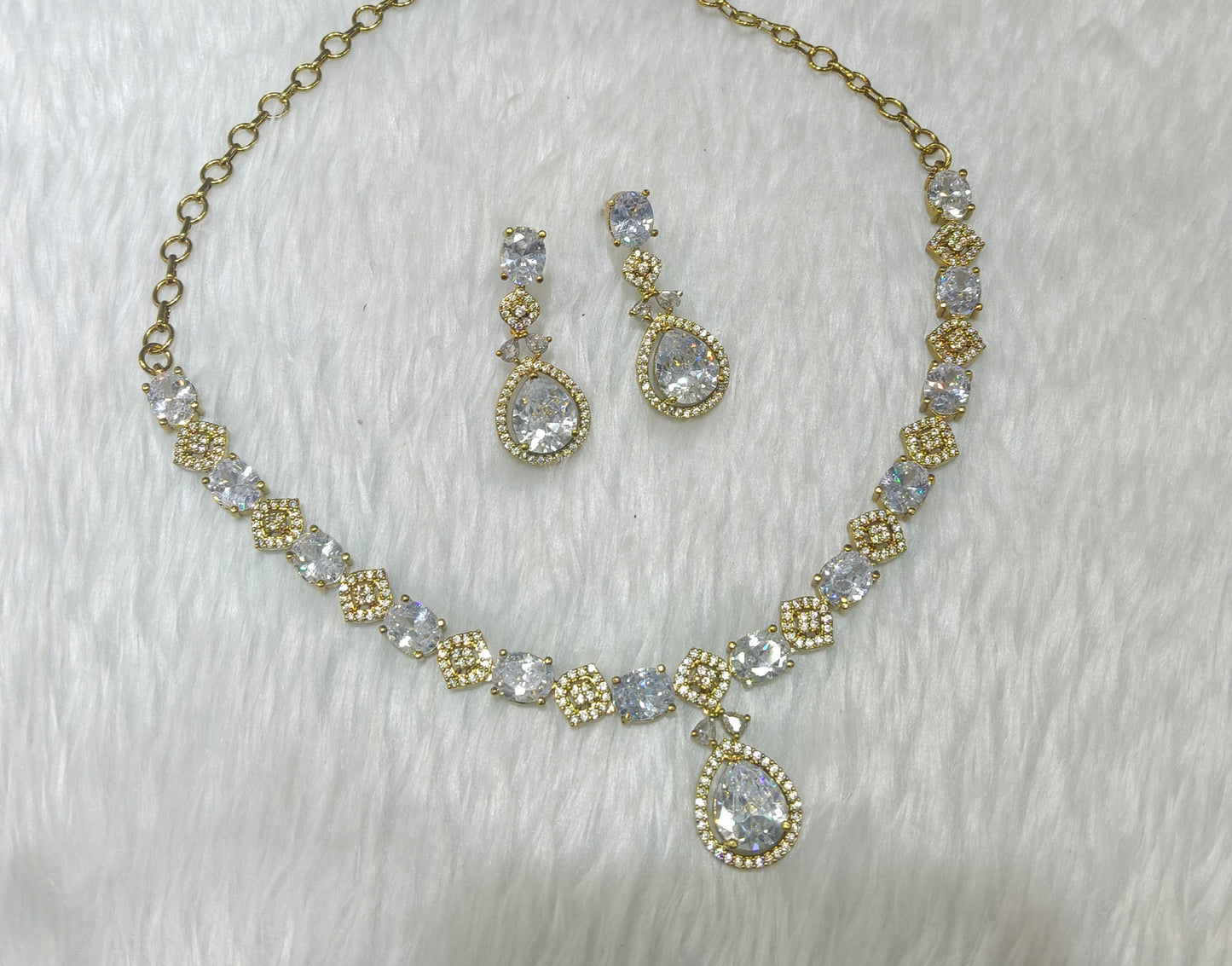 Antique American Diamond AD Sona Necklace Set /Indian Necklace Jasika Set