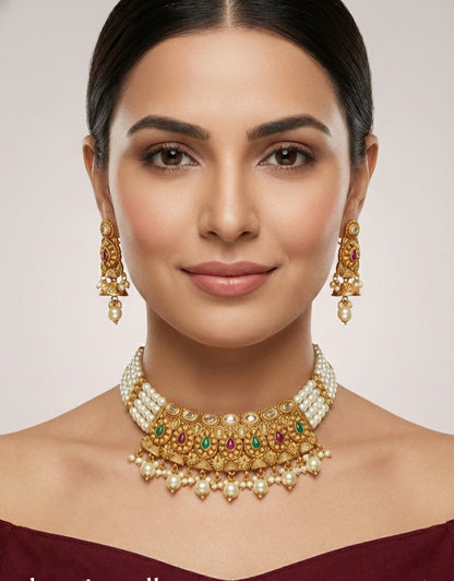 Gold Polki Necklace set/ Gold Necklace Mintin sets