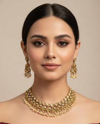 Gold Polki Necklace set/ Gold Necklace Mintin sets