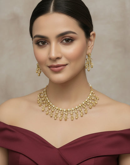 Gold Polki Necklace set/ Gold Necklace Mintin sets