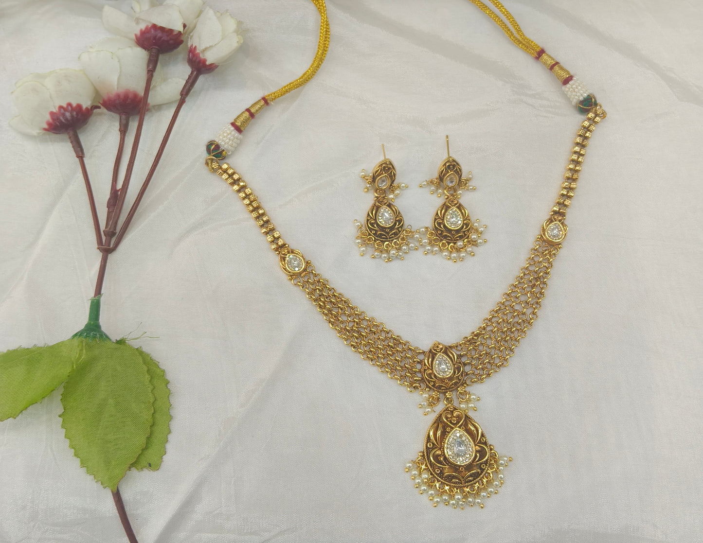 Gold Polki Necklace set/ Gold Necklace Amiri sets