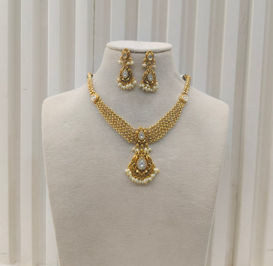 Gold Polki Necklace set/ Gold Necklace Amiri sets